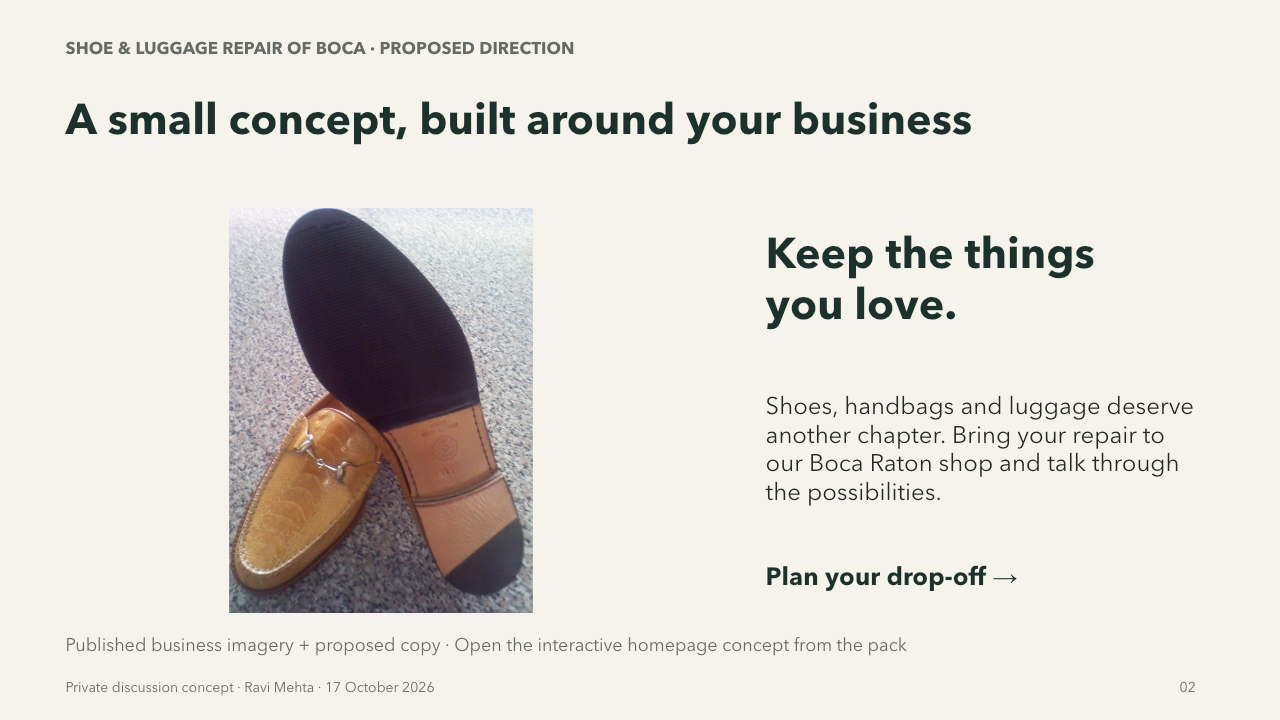 Slide 2 of5 for Shoe & Luggage Repair of Boca (Cove Shoe Repair)