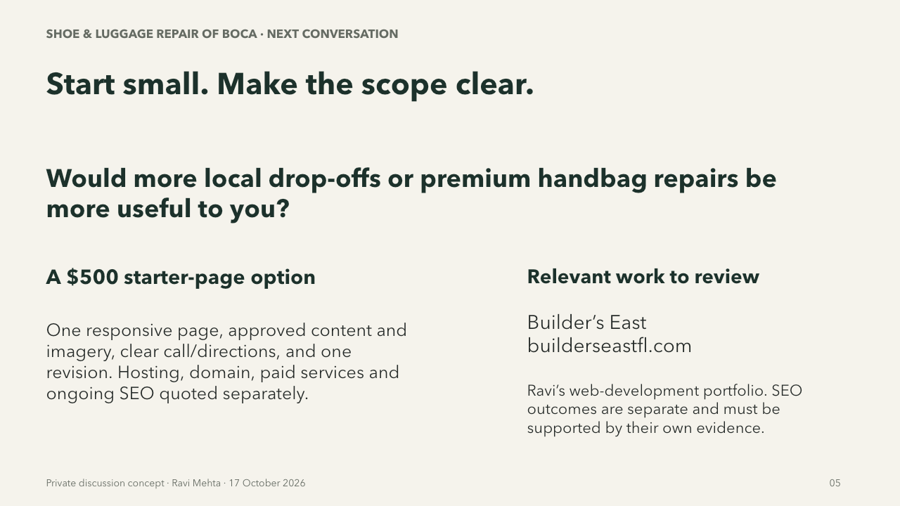 Slide 5 of5 for Shoe & Luggage Repair of Boca (Cove Shoe Repair)